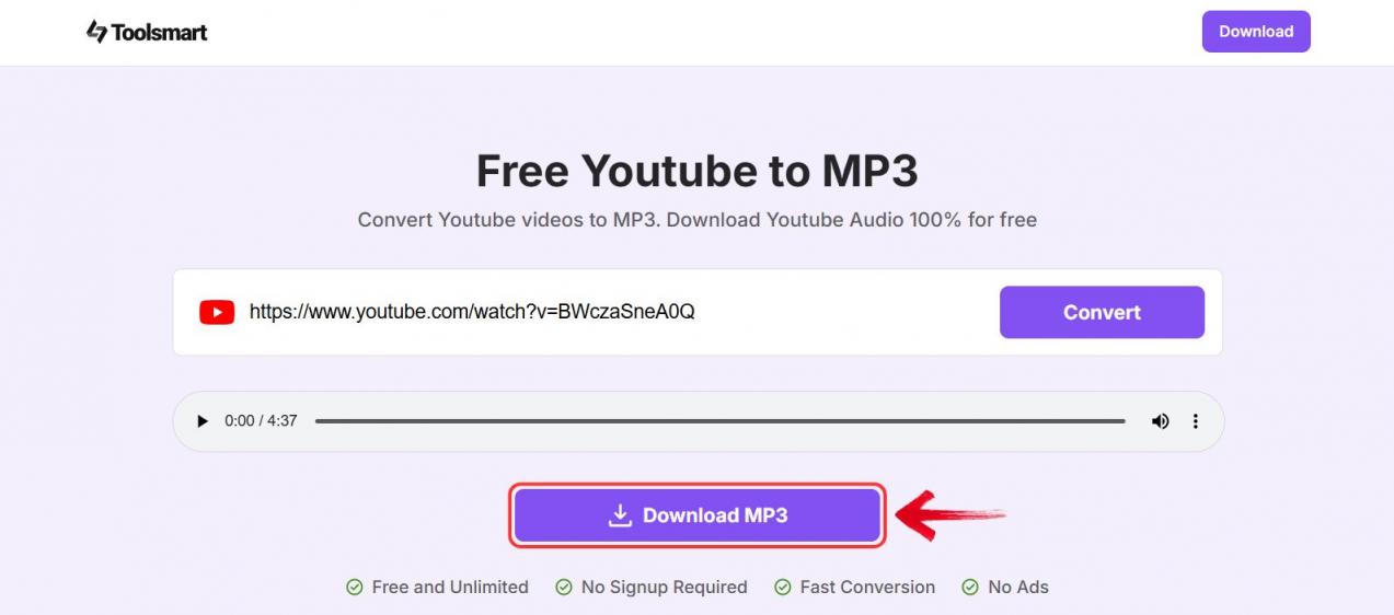YouTube to MP3 Converter Interface